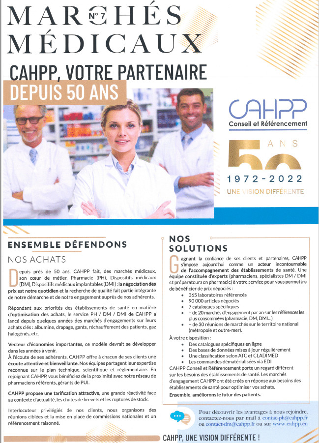 Cahpp50ansMarketmed Plaquettes marchés médicaux