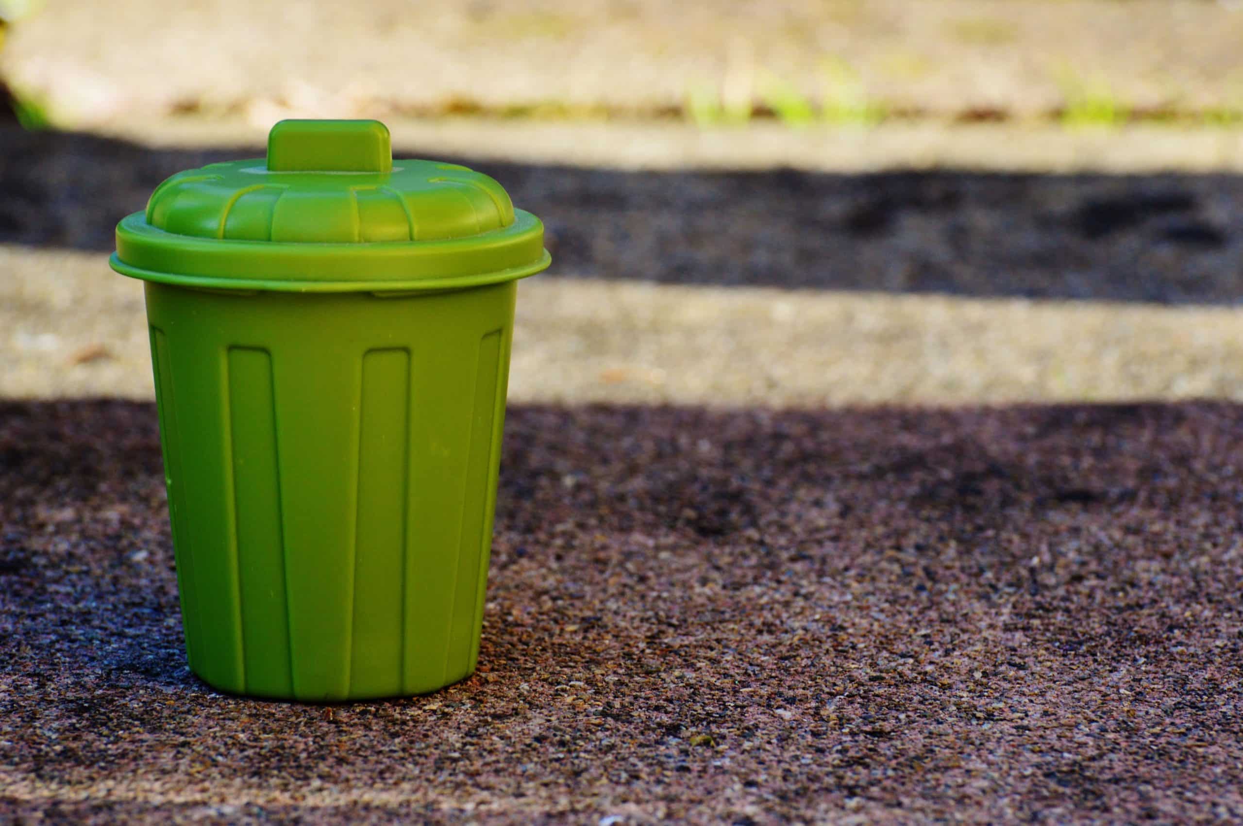 Photo d'une poubelle verte