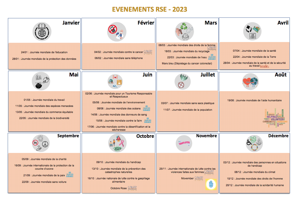 Calendrier RSE 2023